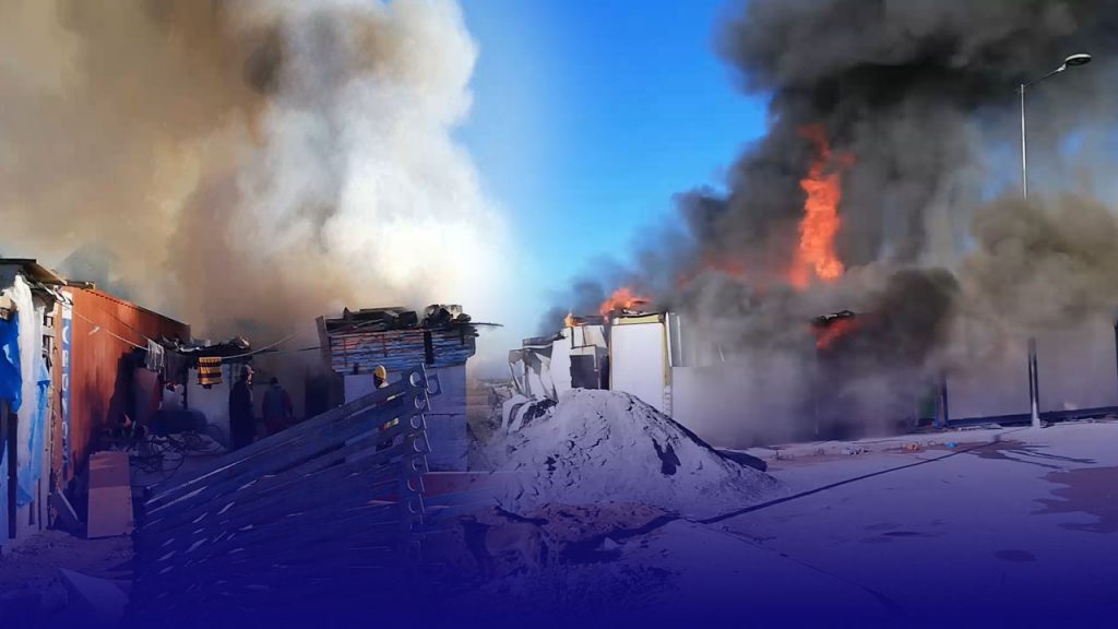 حريق مهول في مساكن العمال بمشروع جنان زناتة