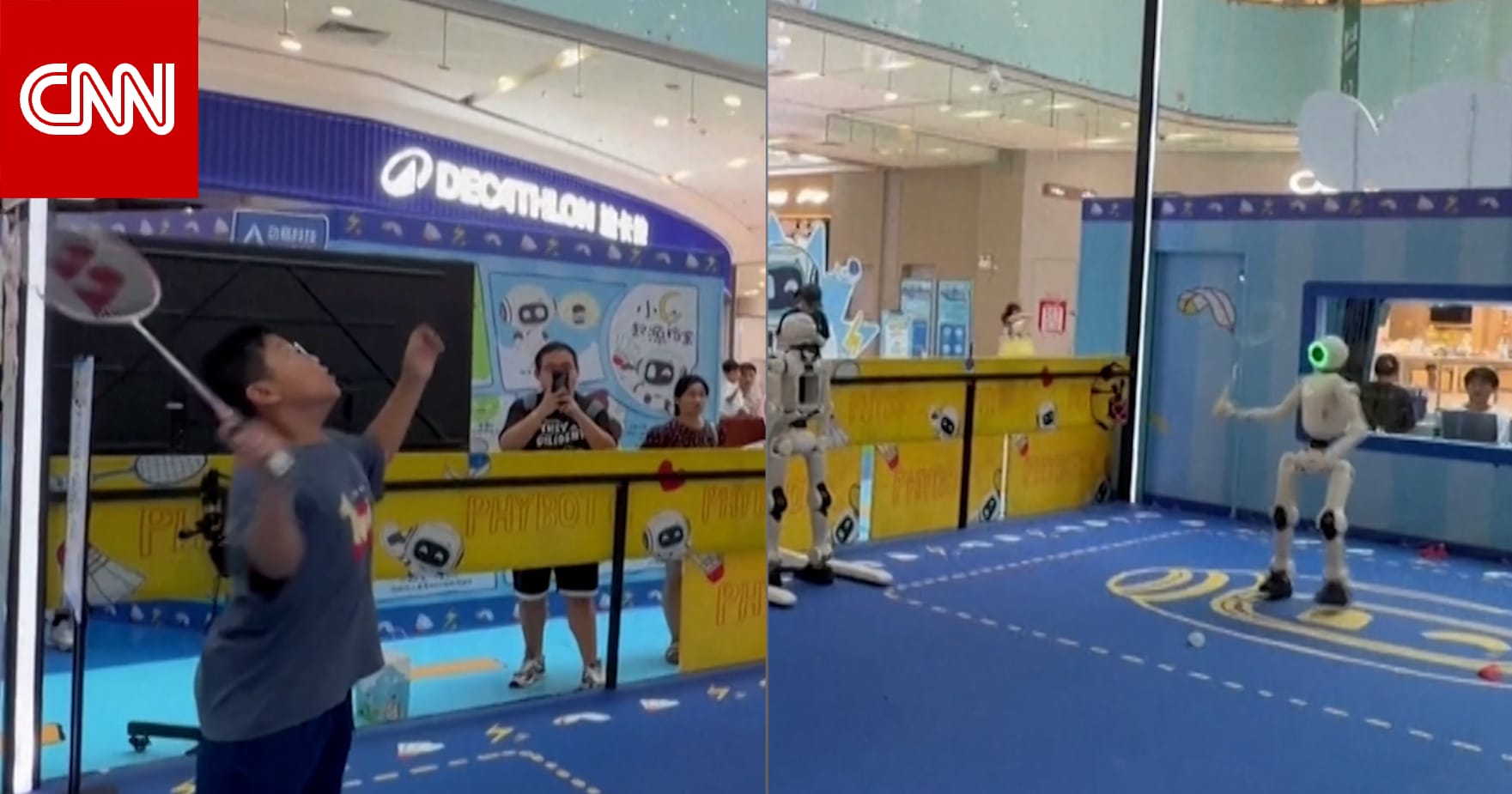 روبوت PHYBOT C2 يلعب الريشة الطائرة أمام لاعب بشري في الصين